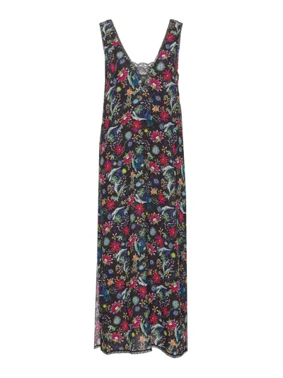 Zadig & Voltaire Womens Encre Renzo Floral-print Woven Midi Dress In Black
