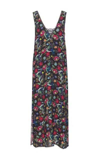 Zadig & Voltaire Womens Encre Renzo Floral-print Woven Midi Dress In Black