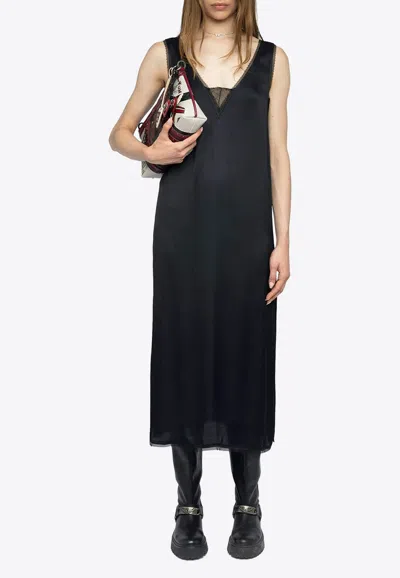 Zadig & Voltaire Renzo Satin Midi Dress In Black