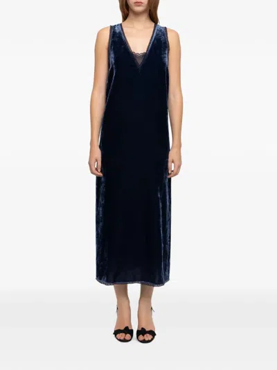 Zadig & Voltaire Renzo Velvet Dress In Blue