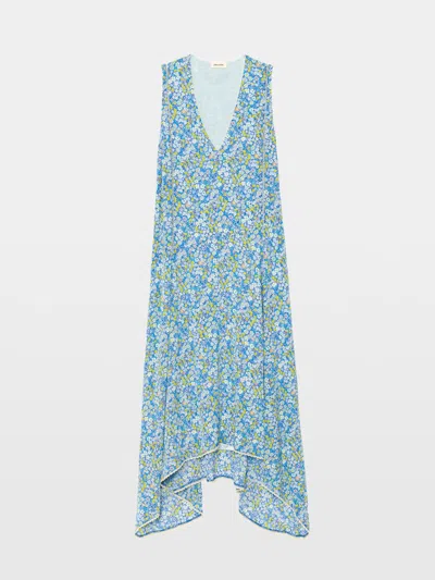 Zadig & Voltaire Womens Pear Rerol Floral-print Woven Midi Dress Xs In Blue