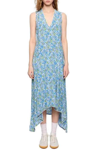 Zadig & Voltaire Womens Pear Rerol Floral-print Woven Midi Dress Xs In Blue