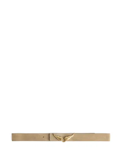 Zadig & Voltaire Reversible Wings Leather Belt In Neutral