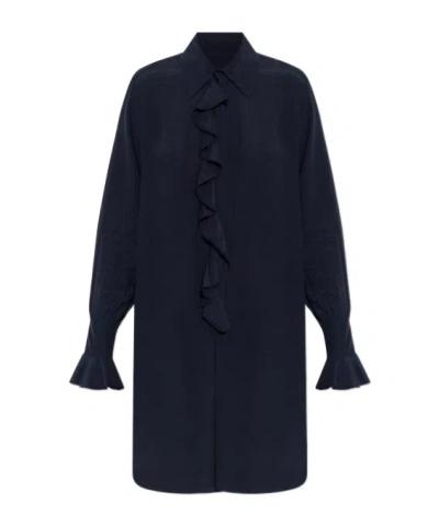 Zadig & Voltaire Rhelyne Ruffled Mini Dress In Blue