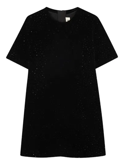 Zadig & Voltaire Rhinestone-embellished Short-sleeve Dress In Black
