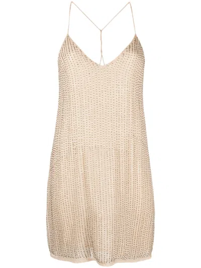 Zadig & Voltaire Rhinestone V-neck Minidress In Neutrals