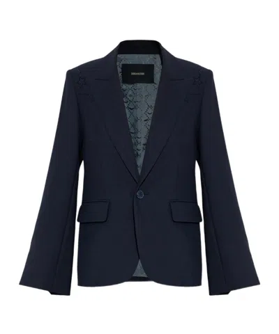 Zadig & Voltaire Rhinestones-embellished Blazer In Black