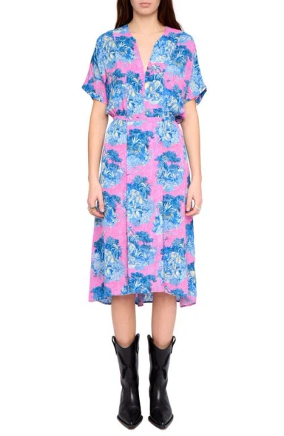 Zadig & Voltaire Riaz Wild Jungle Print Crepe Midi Dress In Multi
