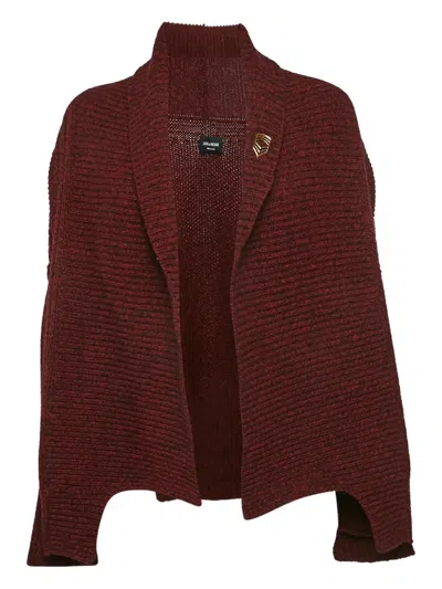 Pre-owned Zadig & Voltaire Ribbed Cardigan In Red