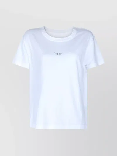 Zadig & Voltaire Ribbed Collar Round Neck Short Sleeves In White