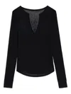 Zadig & Voltaire Ribbed Long-sleeve Top In Black