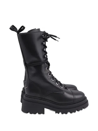 Pre-owned Zadig & Voltaire Ride High-top Leather Boots In Black