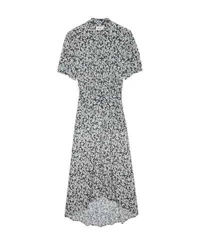 Zadig & Voltaire Rima Floral-print Midi Dress In Gray