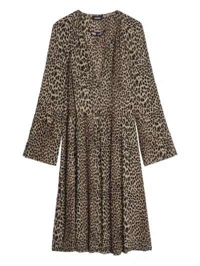 Zadig & Voltaire Rinas Leopard-print V-neck Mini Dress In Animal Print