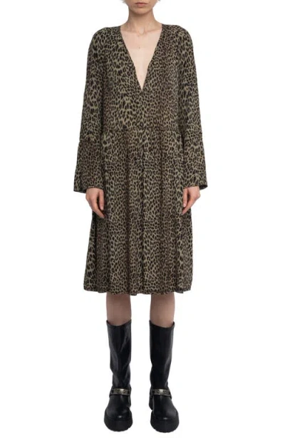 ZADIG & VOLTAIRE ZADIG & VOLTAIRE RINAS LONG SLEEVE LEOPARD PRINT DRESS