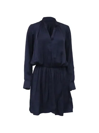 Pre-owned Zadig & Voltaire Rinka Long-sleeve Mini Dress In Blue