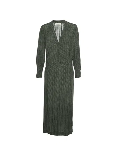 Pre-owned Zadig & Voltaire Rinki Zv-print Maxi Dress In Green