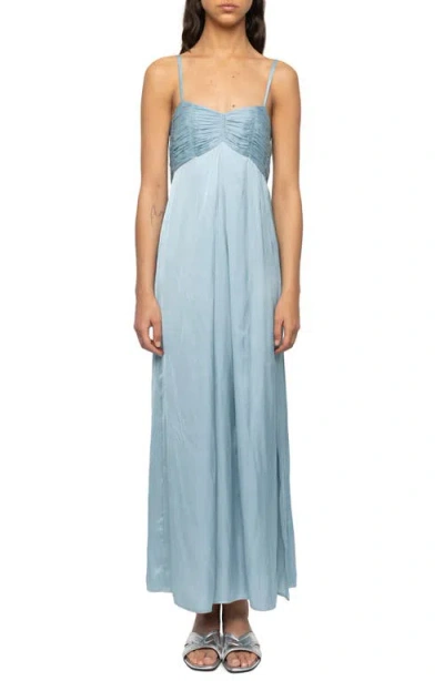Zadig & Voltaire Rippie Satin Dress In Blue