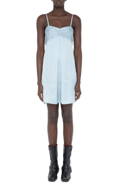 Zadig & Voltaire Rippies Pleated Satin Slipdress In Blue