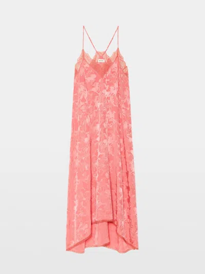 Zadig & Voltaire Womens Tea Rose Risty Lace-trim Horse-print Jacquard Silk Midi Dress In Pink