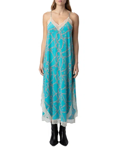 Zadig & Voltaire Ristyl Cdc Chaines Silk Dress In Blue