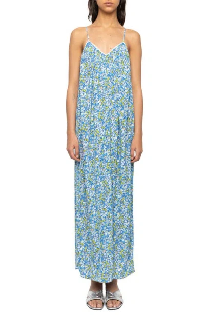 Zadig & Voltaire Womens Pear Ristym Printed Woven Maxi Dress In Blue