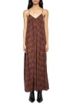 Zadig & Voltaire Paisley-pattern Lace-trim Maxi Dress In Brown
