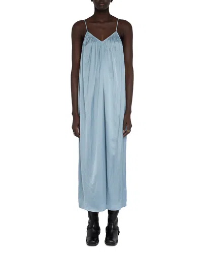 Zadig & Voltaire Ristym Satin Maxi Dress In Blue