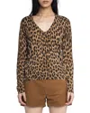 Zadig & Voltaire Rivy Cp Leopard Print Cashmere Sweater In Animal Print