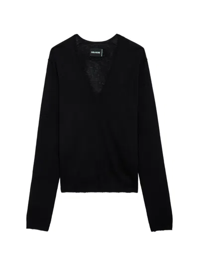 Zadig & Voltaire Womens Noir Rivy V-neck Cashmere Jumper Xs In Black