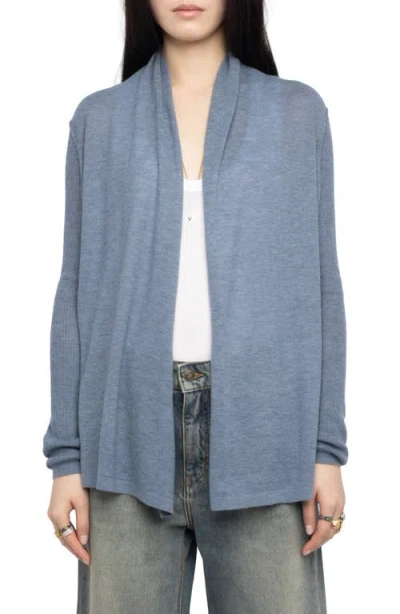 Zadig & Voltaire Robyn Open Front Cashmere Cardigan In Blue
