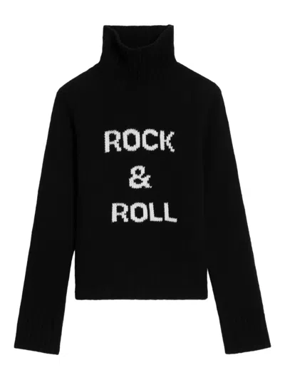 Zadig & Voltaire Alma Rock And Roll Turtleneck Sweater In Black