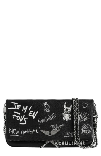 Zadig & Voltaire Rock Arty Tag Leather Clutch In Black