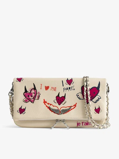 Zadig & Voltaire Rock Bloomy Clutch In White