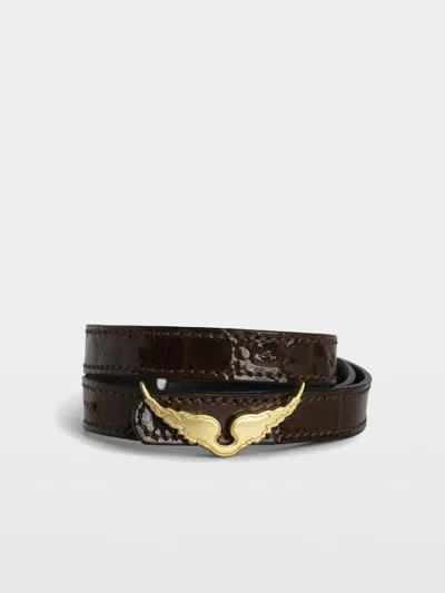 Zadig & Voltaire Rock Croco Bracelet In Brown