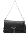 Zadig & Voltaire Rock Crystal-wing Shoulder Bag In Black
