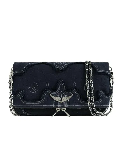 Zadig & Voltaire Rock Denim Clutch In Black