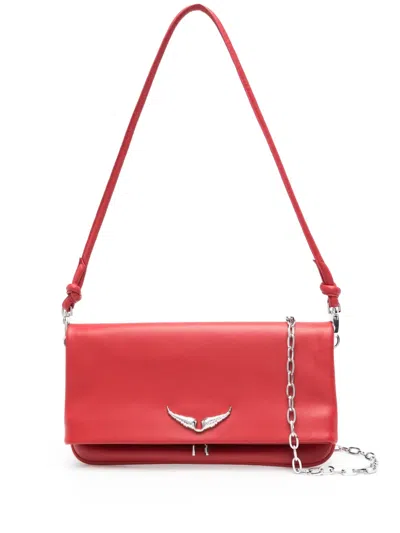 Zadig & Voltaire Rock Eternal Leather Clutch Bag In Red