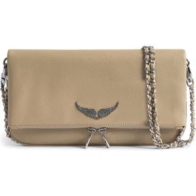 Zadig & Voltaire Rock Grained Leather Crossbody Bag In Neutral