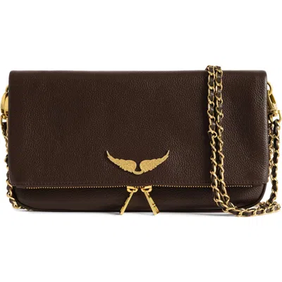 Zadig & Voltaire Rock Grained Leather Crossbody Bag In Brownie