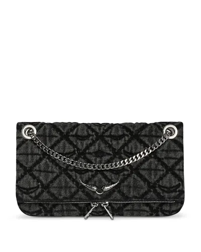 ZADIG & VOLTAIRE ROCK II DENIM MONOGRAM CROSSBODY BAG