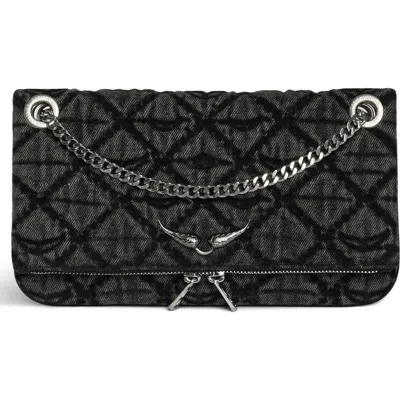 Zadig & Voltaire Rock Ii Diamond Quilted Monogram Denim Crossbody Bag