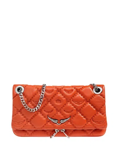 Zadig & Voltaire Rock Ii Quilted Monogram Shoulder Bag In Orange