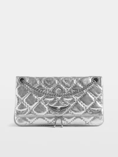 Zadig & Voltaire Rock Ii Silver Metallic Clutch