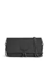 Zadig & Voltaire Reptile Print Leather Clutch Bag In Black