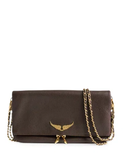 Zadig & Voltaire Rock Leather Clutch Bag In Brown