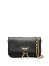 Zadig & Voltaire Rock Leather Clutch Bag In Schwarz