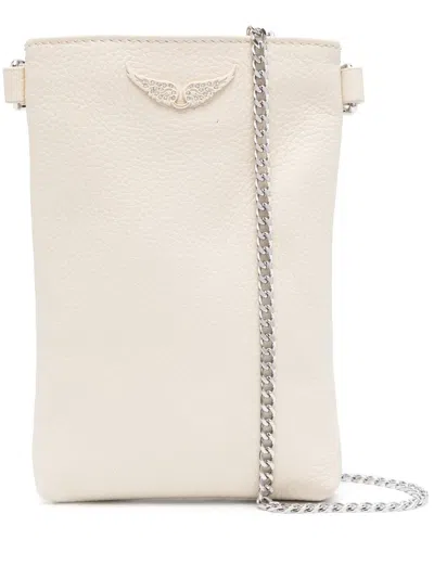Zadig & Voltaire Rock Leather Phone Pouch In Neutrals