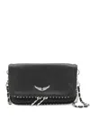Zadig & Voltaire Chain Strap Metal Embellishment Studded Flap In Black