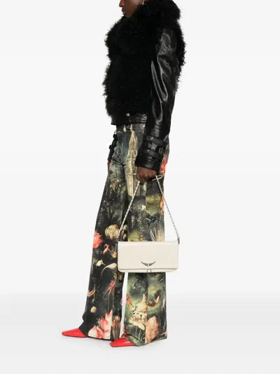 Zadig & Voltaire Rock Leather Shoulder Bag In Neutral